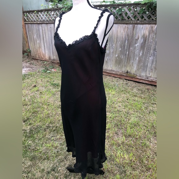 Vintage Y2K Semi Sheer Black and Magenta Maxi Dress - Picture 2 of 15